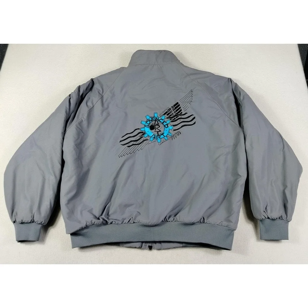 Vintage Dunbrooke Jacket Mens XL Gray Fleece Lined Bomber Advanced Arts Logo
